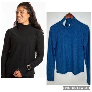 Oiselle Lux Side Zip Mock Neck Long Sleeve Top in Blue NWT Size 6